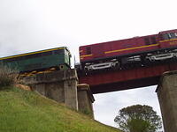 958 and 507 rolling off the Currency Creek Bridge